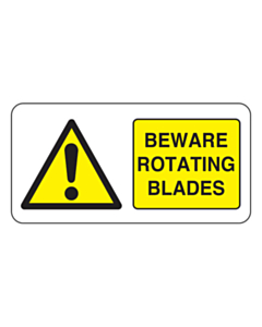 Beware Rotating Blades Label (150x75mm)
