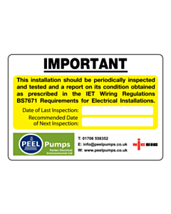 Peel Pumps Periodic Inspection Labels