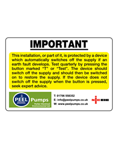 Peel Pumps RCD Test Labels