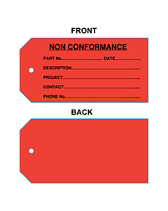 Non Conformance Tags