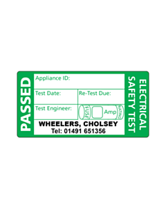 Wheelers, Cholsey PAT Test Labels