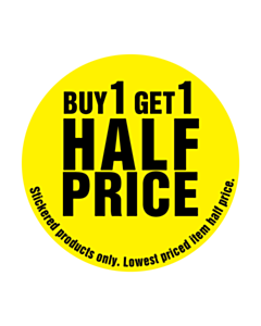 Buy 1 Get 1 Half Price Label
