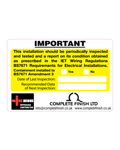 Complete Finish Periodic Inspection Labels