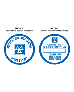 College Lane MOT Station Window Stickers