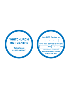 Whitchurch MOT Centre Window Stickers
