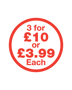 3 for £10 or £3.99 Each Labels