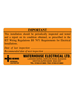 Waterside Electrical Periodic Inspection Labels