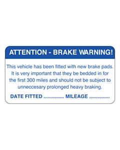 New Brake Pads Labels 63x33mm