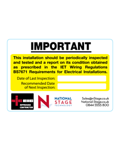 National Stage Periodic Inspection & RCD Labels