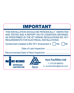 ISCO Facilities Periodic Inspection Labels