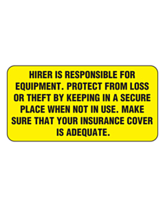 Hirer is Responsible Label (50x25mm)