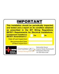 Complete UK Periodic Inspection Labels