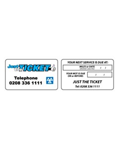 Just The Ticket MOT / Service Reminder Stickers