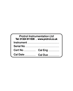 Protrol Instrumentation Calibration Labels