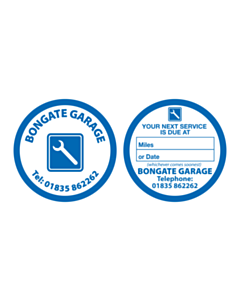 Bongate Garage Service Reminder Window Stickers