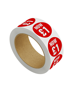 Now £1 Labels 30mm Permanent