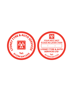 Lydney MOT Reminder Window Stickers