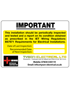 Tyson Electrical Periodic Inspection Labels