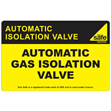 Automatic Gas Isolation Valve Labels 100x65mm
