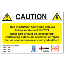 Personalised Wiring Colours Labels 95x65mm