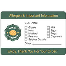 Personalised Allergen Labels 75x50mm