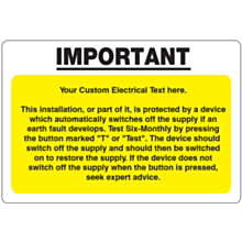 Custom Electrical Warning Labels 95x65mm
