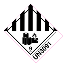 Class 9A UN3091 Lithium Battery Label 100x120mm