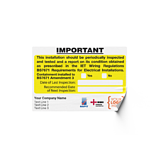 Personalised Amendment 3 Periodic Inspection (EICR) Labels