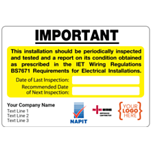Personalised Periodic Inspection (EICR) Labels