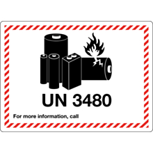 UN 3480 Lithium Ion Battery Labels 105x74mm