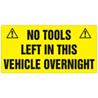 No Tools Left in Vehicle Stickers 150x75mm