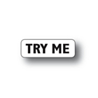 Try Me Stickers Black on Clear 30x10mm