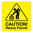 Caution Heavy Parcel Labels 100x100mm