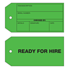 2 Sided Ready For Hire Tag (134x67mm)