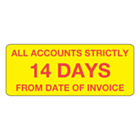 Accounts Strictly 14 Days Stickers 50x20mm