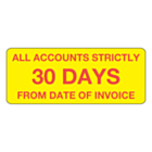 Accounts Strictly 30 Days Stickers 50x20mm