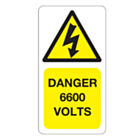 6600 Volts Labels 33x63mm