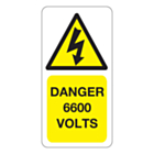 6600 Volts Labels 25x50mm