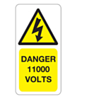 11000 Volts Labels 25x50mm