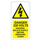 Danger 230 Volts Isolate Supply Labels 25x50mm