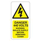 Danger 440 Volts Isolate Supply Labels 25x50mm