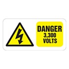 Danger 3300 Volts Labels 100x50mm