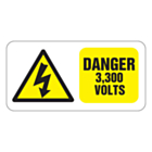 Danger 3300 Volts Labels 50x25mm
