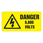 Danger 6600 Volts Labels 100x50mm