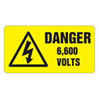 Danger 6600 Volts Labels 63x33mm