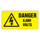 Danger 6600 Volts Labels 50x25mm