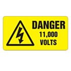 Danger 11000 Volts Labels 63x33mm