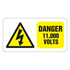 Danger 11000 Volts Labels 63x33mm