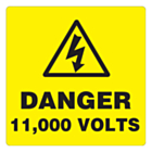 Danger 11000 Volts Labels 100x100mm