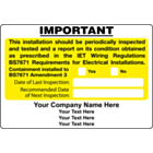 Personalised BS7671 Amendment 3 Periodic Inspection Labels 95x65mm